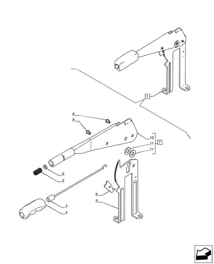 Схема запчастей Case IH PUMA 165 CVT - (33.110.AJ[04]) - VAR - 391148, 758034 - HAND BRAKE, LEVER , COMPONENTS (33) - BRAKES & CONTROLS