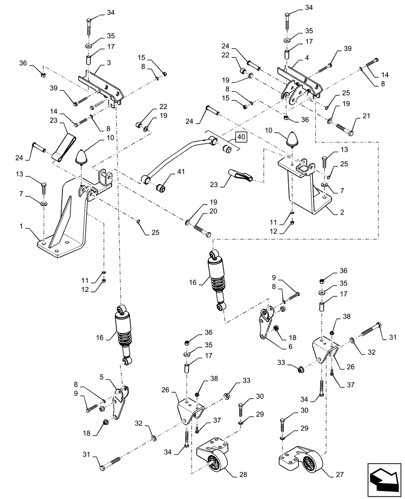 Схема запчастей Case IH MAGNUM 180 - (90.150.AJ[03]) - CAB, SUSPENSION (90) - PLATFORM, CAB, BODYWORK AND DECALS