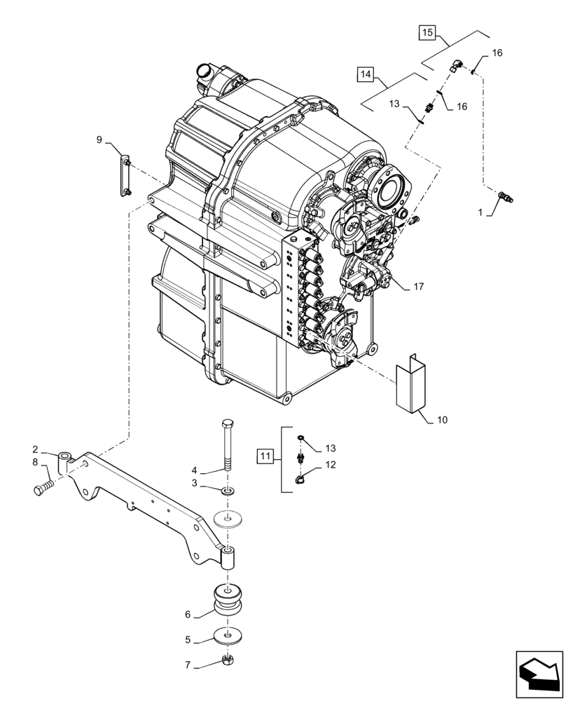 Схема запчастей Case IH QUADTRAC 620 - (21.113.AD[04]) - TRANSMISSION MOUNTING, PS6, 9C, 500 SCRAPER, 540 SCRAPER, 580, 620, BSN ZFF308000 (21) - TRANSMISSION