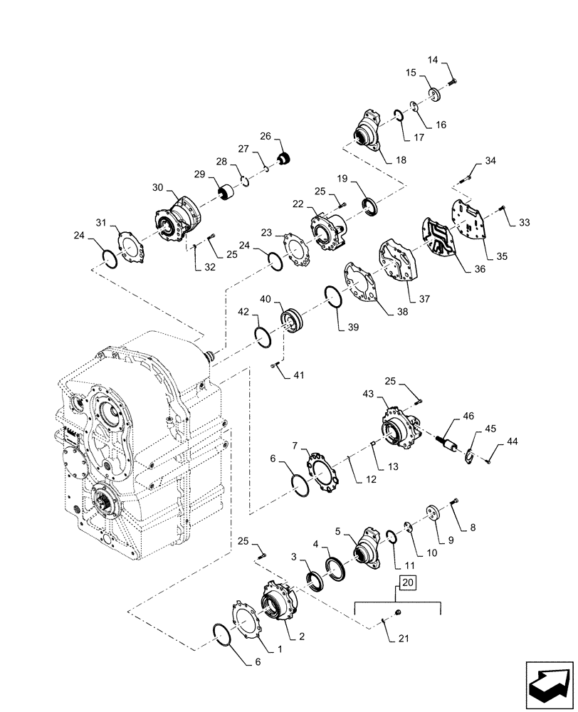 Схема запчастей Case IH STEIGER 540 - (21.113.AD[02]) - TRANSMISSION, FRONT YOKE, PS4, 8.5C, 500 HD, 540 HD, BSN ZFF308000 (21) - TRANSMISSION