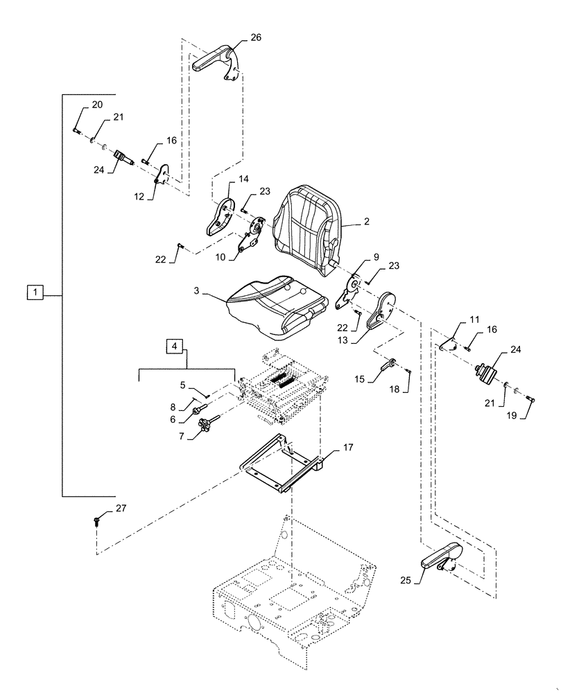Схема запчастей Case IH FARMALL 30C - (90.120.AE) - SEAT (90) - PLATFORM, CAB, BODYWORK AND DECALS