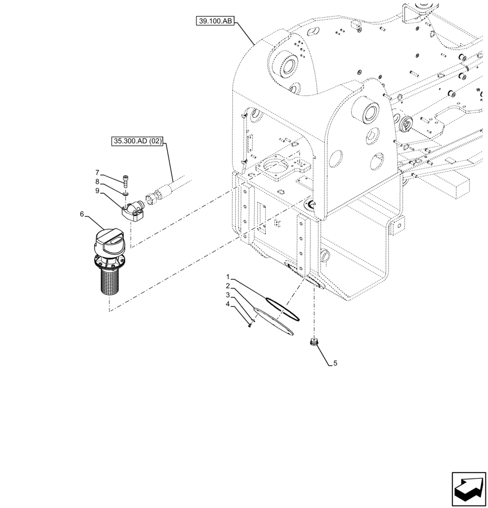 Схема запчастей Case IH FARMLIFT 635 - (35.300.AQ) - HYDRAULIC OIL RESERVOIR, HYDRAULIC OIL RESERVOIR, COMPONENTS (35) - HYDRAULIC SYSTEMS