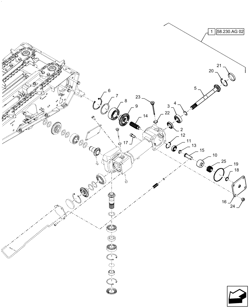 Схема запчастей Case IH 5506-65 - (58.230.AG[01]) - GEARBOX, DRIVE, CHOPPER (58) - ATTACHMENTS/HEADERS