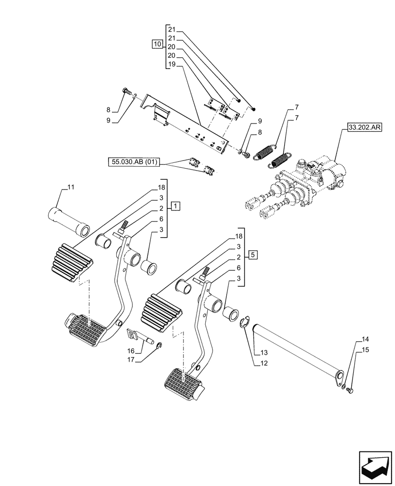 Схема запчастей Case IH PUMA 200 - (33.202.BN[01]) - VAR - 337435, 337466, 337468, 337469, 391231, 758270, 758271, 758272, 758273 - PARKING BRAKE (33) - BRAKES & CONTROLS