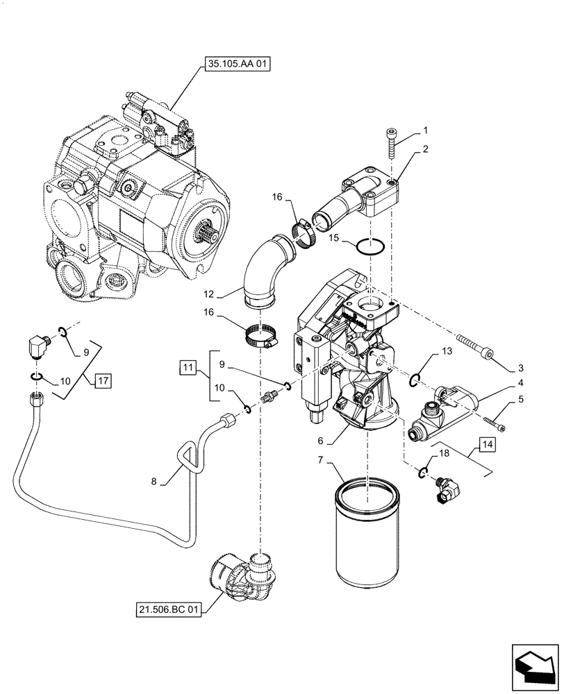 Схема запчастей Case IH MAGNUM 220 - (35.322.AM[01]) - VAR- 420104, 420105 - VANE PUMP - CVT (35) - HYDRAULIC SYSTEMS