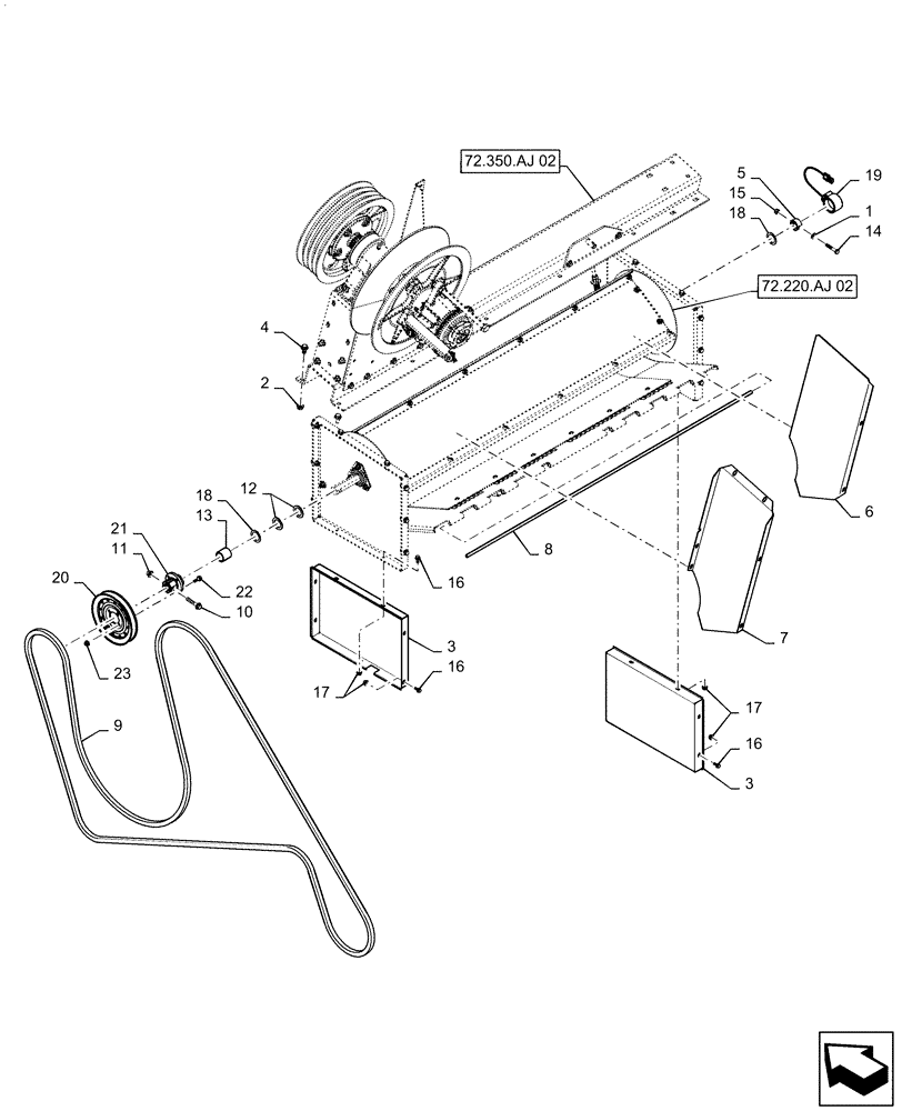 Схема запчастей Case IH 6130 - (72.220.AJ[03]) - DISCHARGE BEATER (72) - SEPARATION