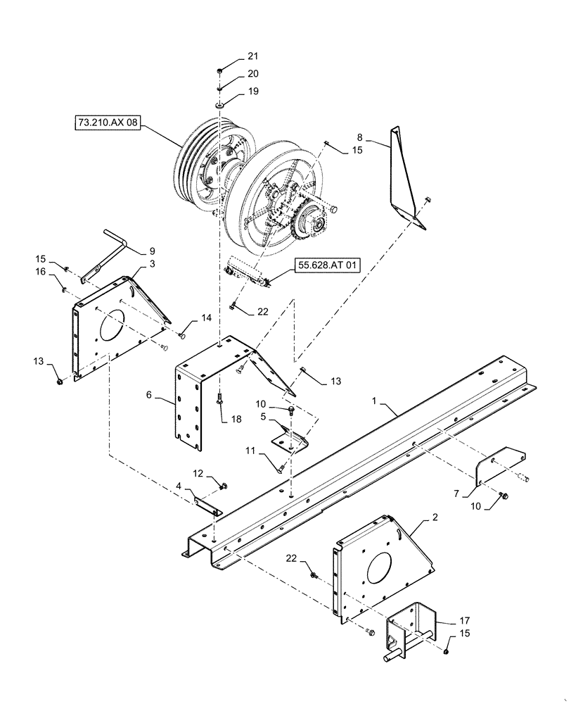 Схема запчастей Case IH 5130 - (73.210.AX[07]) - FLAIL CHOPPING UNIT GEARBOX SUPPORT (73) - RESIDUE HANDLING