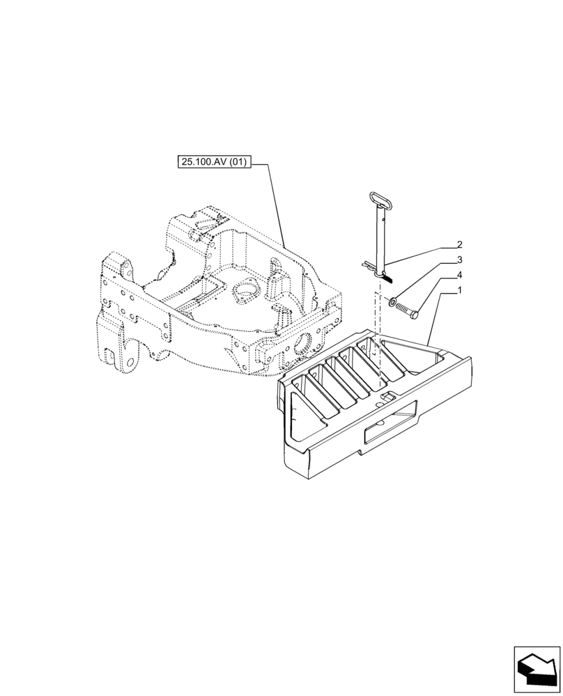 Схема запчастей Case IH PUMA 165 CVT - (39.140.AF[03]) - VAR - 758096 - FRONT WEIGHT (1000 KG) (39) - FRAMES AND BALLASTING