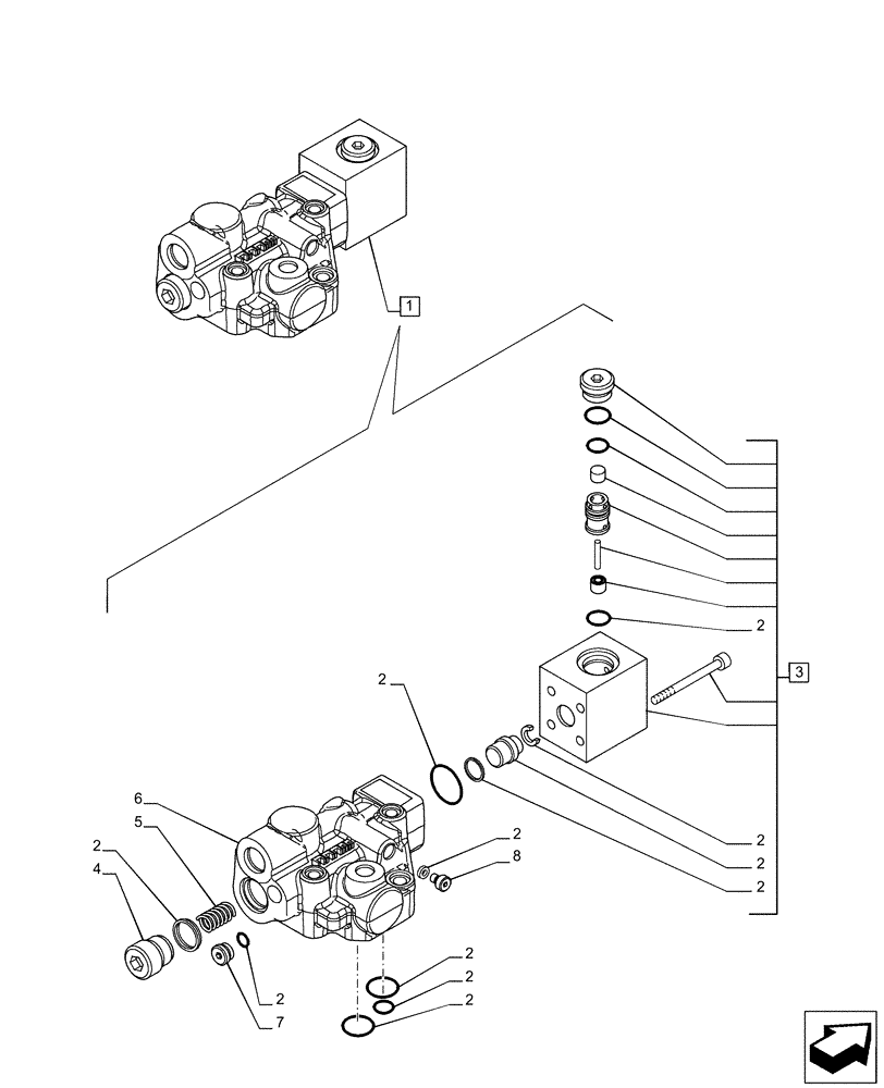 Схема запчастей Case IH PUMA 185 CVT - (33.220.AM[01]) - VAR - 758037, 758039 - TRAILER BRAKE VALVE, COMPONENTS (33) - BRAKES & CONTROLS