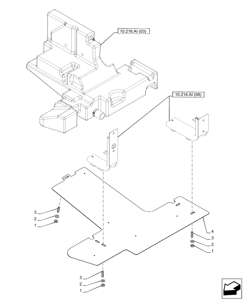 Схема запчастей Case IH PUMA 185 CVT - (10.216.AI[09]) - VAR - 758001 - FUEL TANK, SHIELD, RH (10) - ENGINE