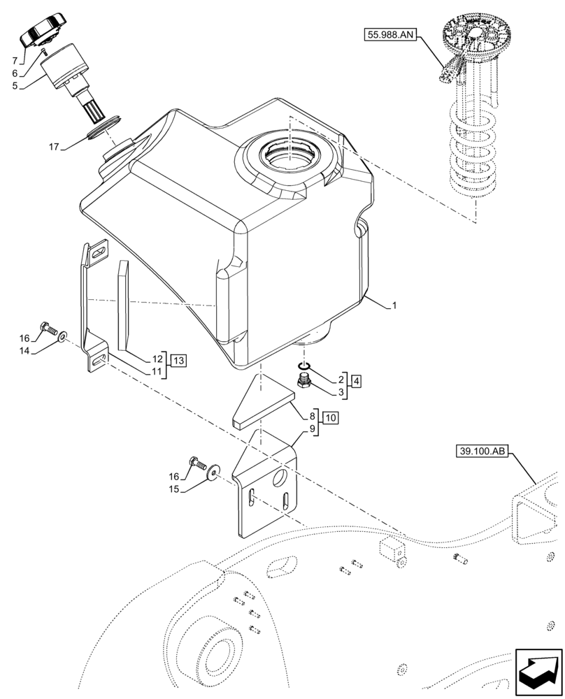 Схема запчастей Case IH FARMLIFT 735 - (10.500.AA) - DEF/ADBLUE™, TANK (10) - ENGINE