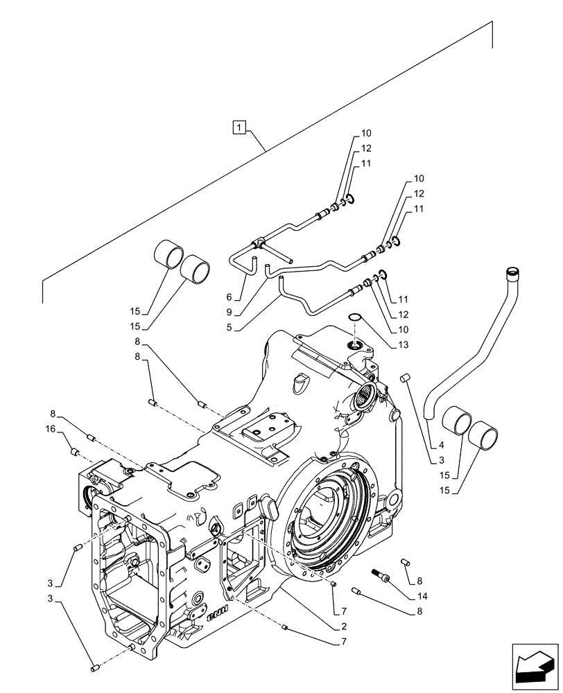 Схема запчастей Case IH PUMA 150 - (21.118.AF[02]) - VAR - 391136, 758011, 758016, 758017 - TRANSMISSION HOUSING, POWERSHIFT (21) - TRANSMISSION