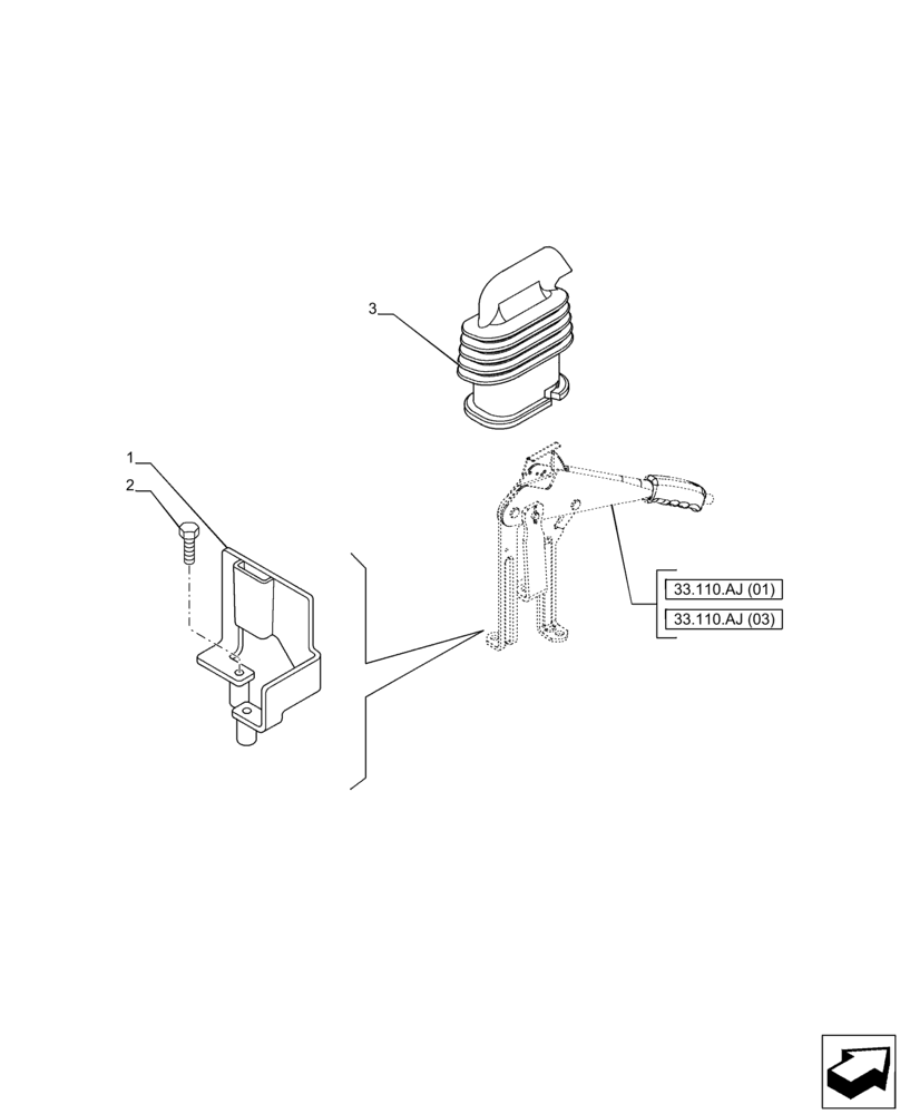 Схема запчастей Case IH PUMA 165 CVT - (33.110.AJ[05]) - VAR - 758240 - HAND BRAKE, TRAILER, BRACKET, ITALY (33) - BRAKES & CONTROLS
