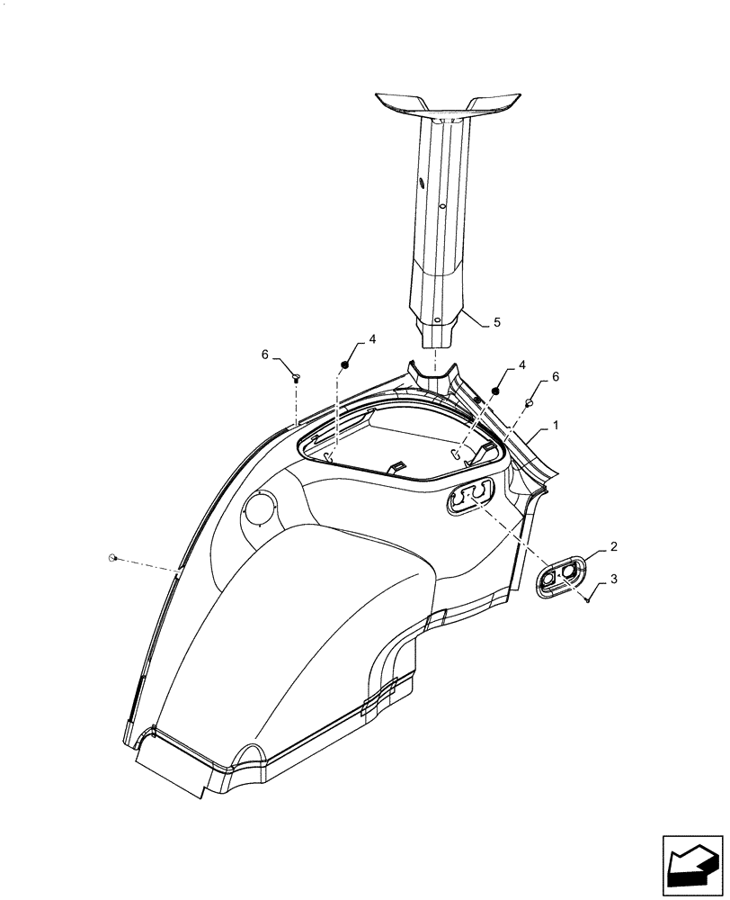 Схема запчастей Case IH PATRIOT 3240 - (90.160.BL[02]) - RIGHT SIDE FENDER COVER AND C POST (90) - PLATFORM, CAB, BODYWORK AND DECALS