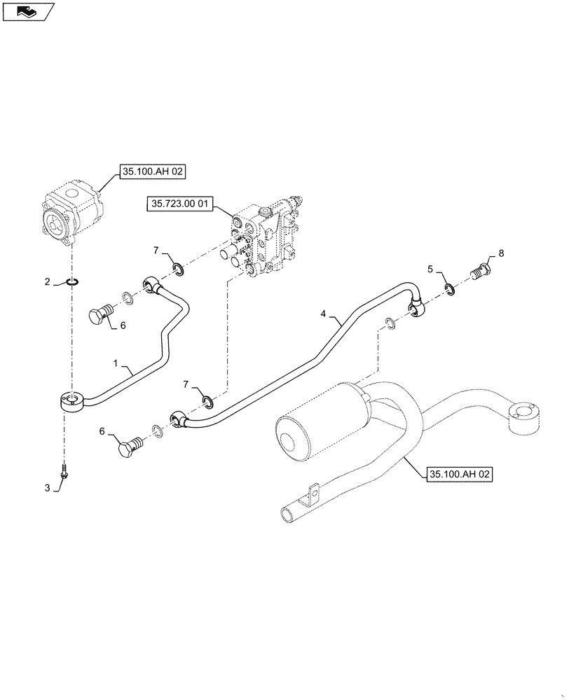 Схема запчастей Case IH FARMALL 50C - (35.100.00[03]) - HYDRAULIC LINES, FARMALL 40C, 50C (35) - HYDRAULIC SYSTEMS