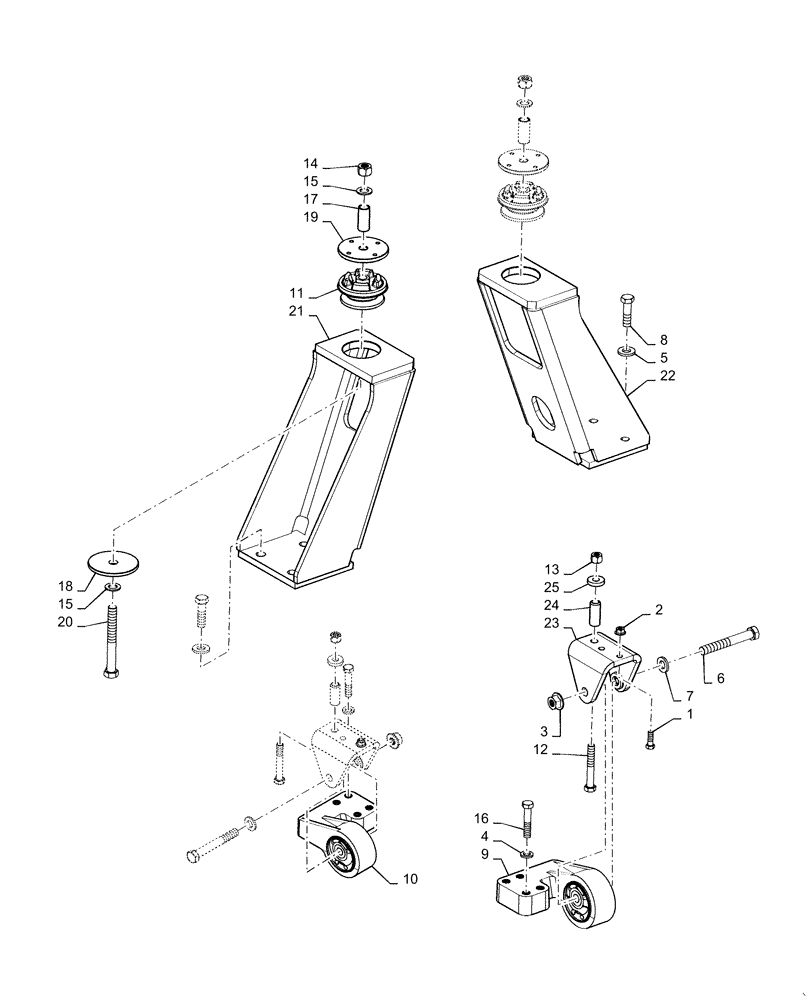 Схема запчастей Case IH MAGNUM 180 - (90.150.AJ[04]) - CAB MOUNTING WITH ISOLATORS (90) - PLATFORM, CAB, BODYWORK AND DECALS