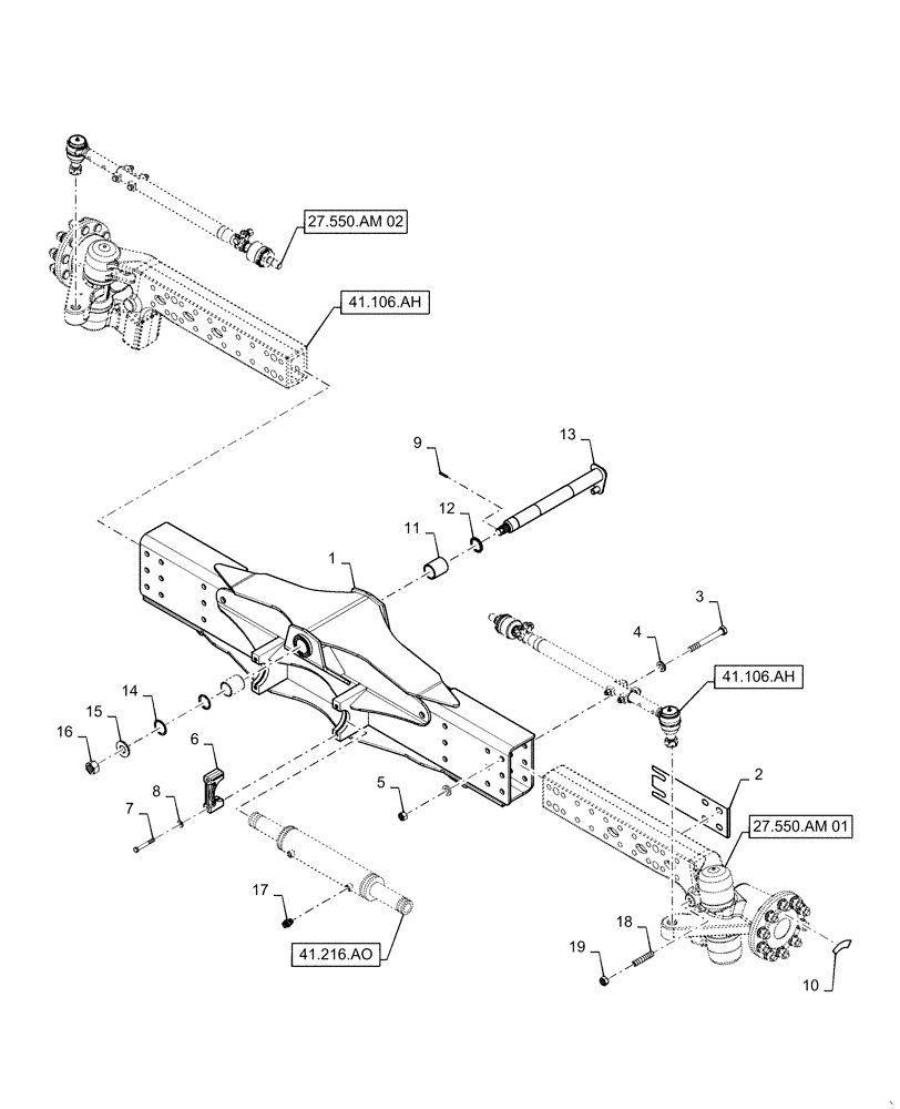 Схема запчастей Case IH 6130 - (27.550.AJ[01]) - REAR AXLE ASSY, STANDARD (27) - REAR AXLE SYSTEM