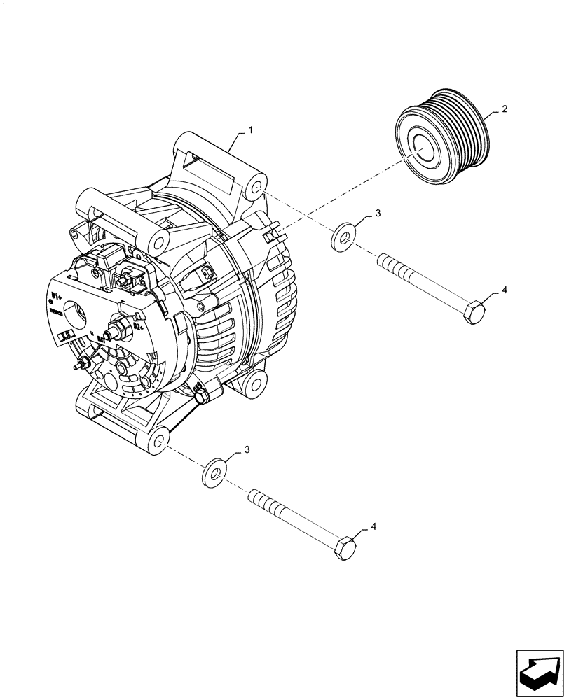 Схема запчастей Case IH QUADTRAC 620 - (55.301.AA[02]) - ALTERNATOR ASSY, QUADTRAC 540, 580, 620 (55) - ELECTRICAL SYSTEMS