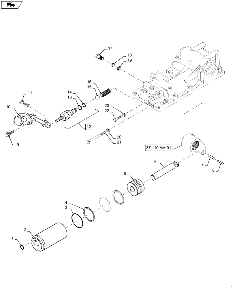 Схема запчастей Case IH FARMALL 30C - (35.116.AH[01]) - REAR HITCH HYDRAULIC CYLINDER, FARMALL 30C, 35C (35) - HYDRAULIC SYSTEMS