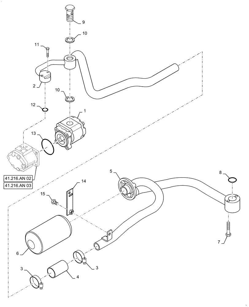 Схема запчастей Case IH FARMALL 40C - (35.100.AH[01]) - HYDRAULIC LINES, SUCTION, FARMALL 30C, 35C, 40C, 50C (35) - HYDRAULIC SYSTEMS