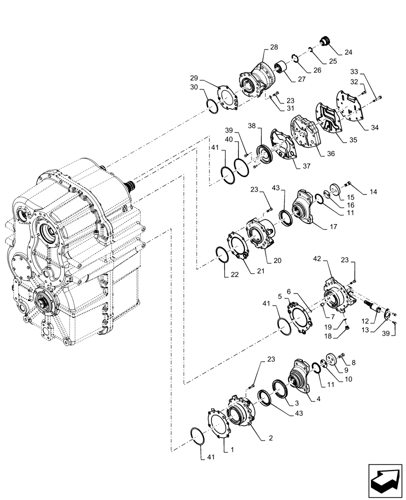 Схема запчастей Case IH QUADTRAC 620 - (21.113.AD[05]) - TRANSMISSION, FRONT YOKE, PS6, 9C, 500 SCRAPER, 540 SCRAPER, 580, 620, BSN ZFF308000 (21) - TRANSMISSION