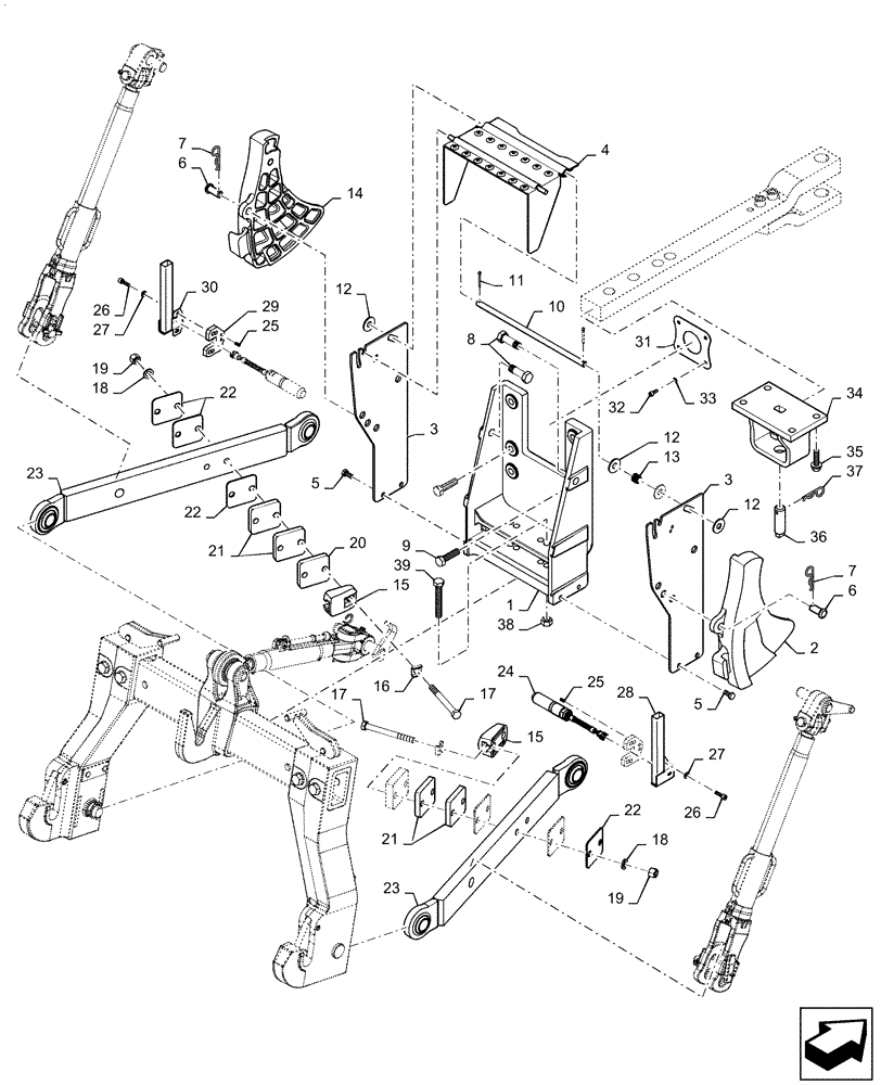 Схема запчастей Case IH MAGNUM 225 - (37.110.AC[01]) - VAR- 420525 - 3 POINT HITCH - SOLID BALL EDC 7200KG (37) - HITCHES, DRAWBARS & IMPLEMENT COUPLINGS