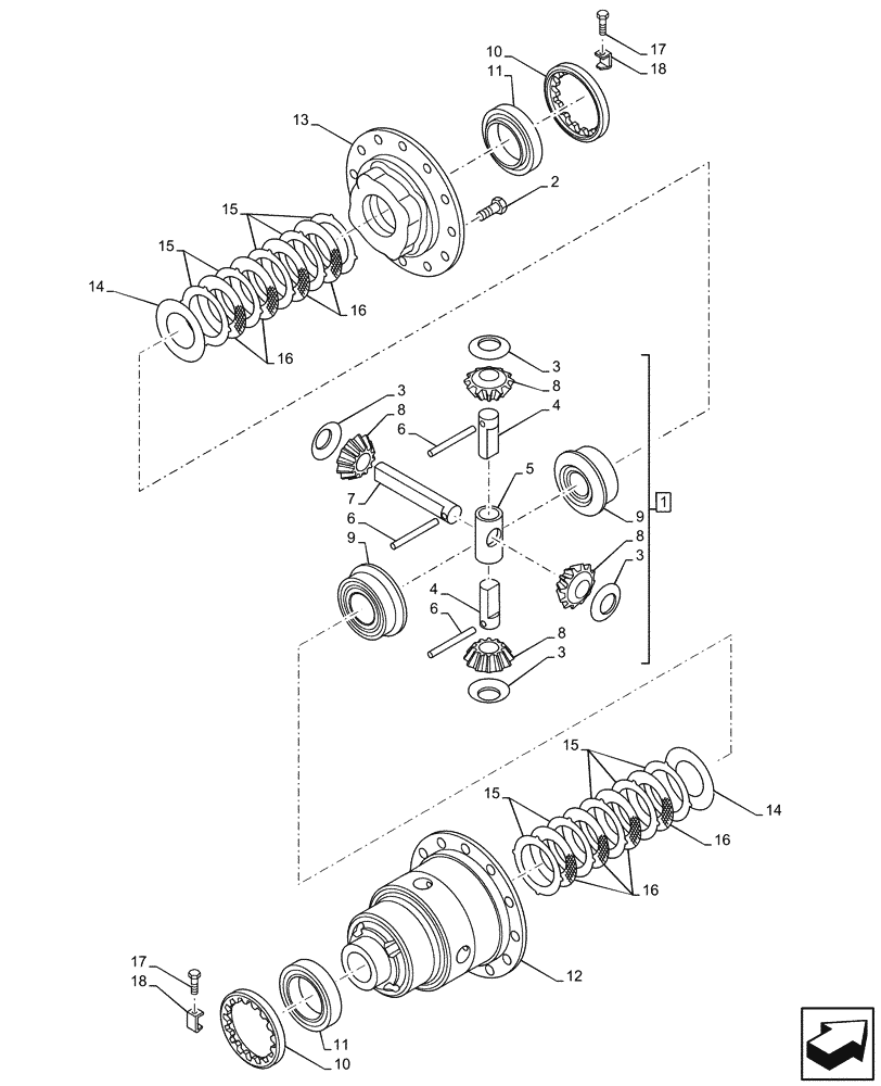 Схема запчастей Case IH FARMLIFT 735 - (25.102.AD) - FRONT AXLE, DIFFERENTIAL (25) - FRONT AXLE SYSTEM