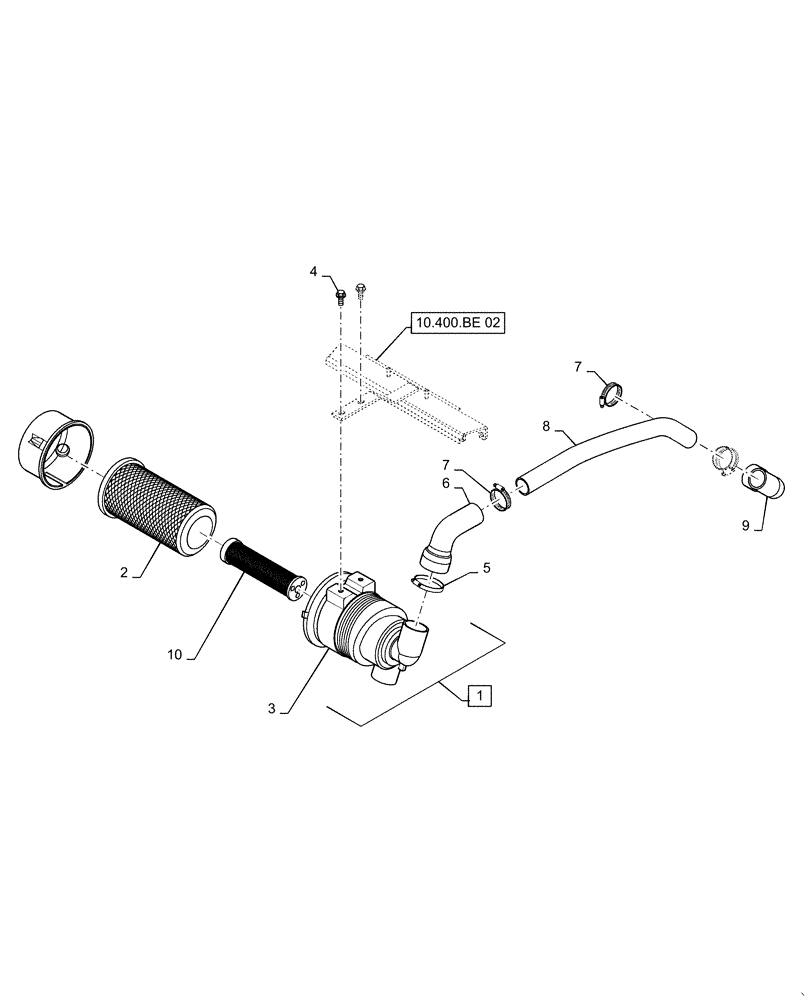 Схема запчастей Case IH FARMALL 40C - (10.202.AB[02]) - AIR CLEANER, FARMALL 40C, 50C (10) - ENGINE