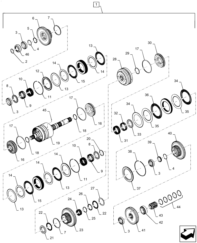 Схема запчастей Case IH STEIGER 500 - (21.155.AN[07]) - TRANSMISSION, 1ST SHAFT, PS6, 9C, 500 SCRAPER, 540 SCRAPER, 580, 620, BSN ZFF308000 (21) - TRANSMISSION