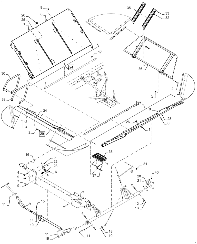 Схема запчастей Case IH 7140 - (80.150.BF[02]) - VAR - 425472, 425467 - DOOR COVER, GRAIN TANK (80) - CROP STORAGE/UNLOADING
