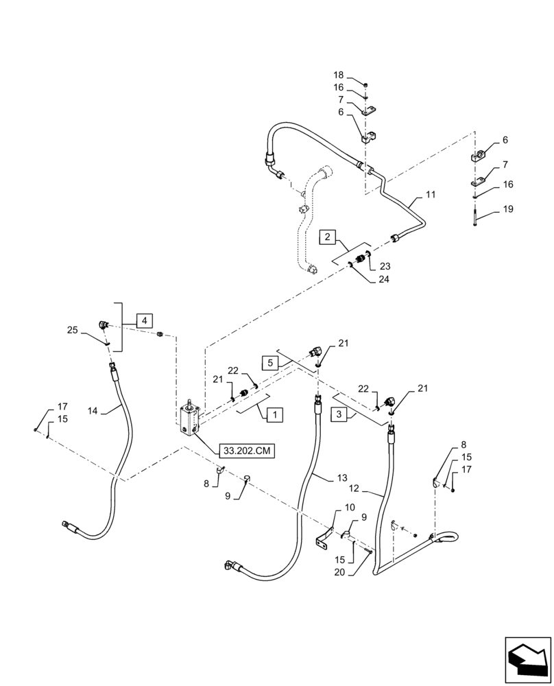 Схема запчастей Case IH STEIGER 470 - (33.202.BT) - BRAKE LINE (33) - BRAKES & CONTROLS