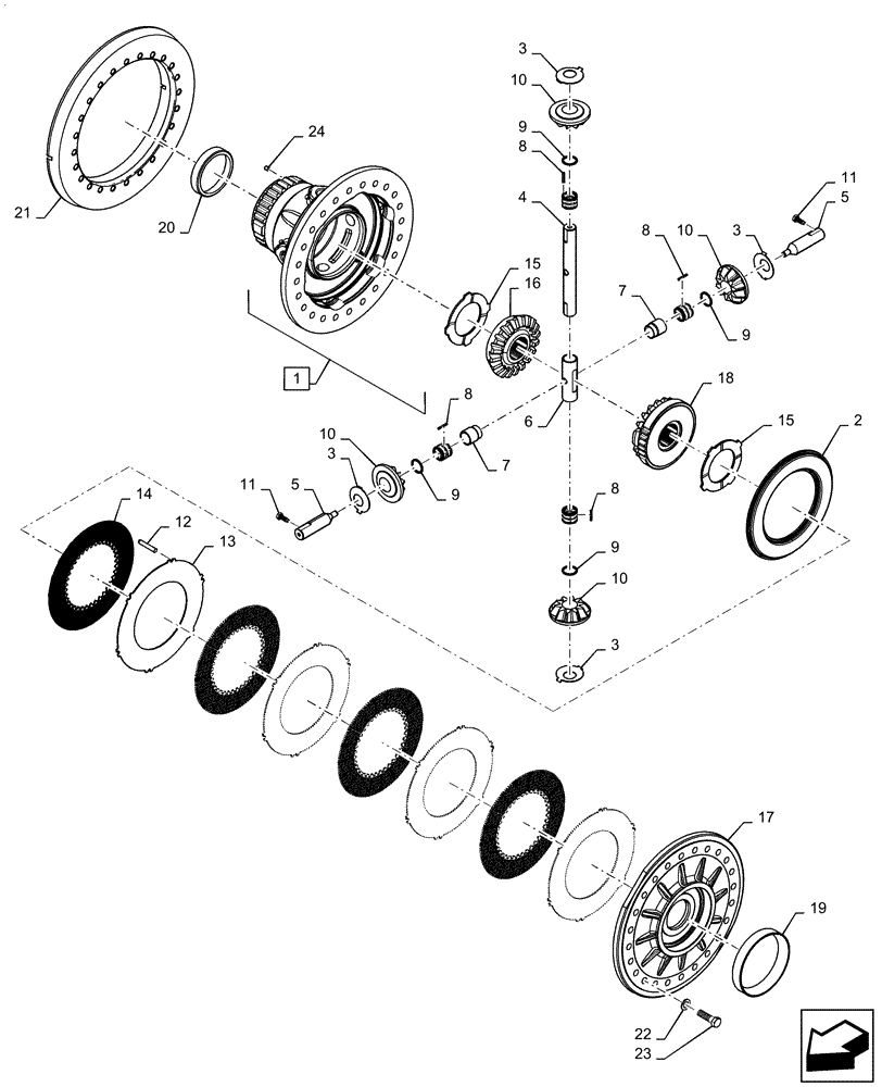 Схема запчастей Case IH STEIGER 370 - (27.106.AC[05]) - VAR - 424824, 424268 - REAR AXLE DIFFERENTIAL, W/ DIFFERENTIAL LOCK (27) - REAR AXLE SYSTEM