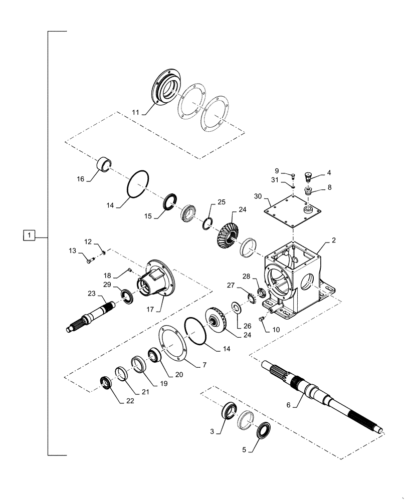 Схема запчастей Case IH 5130 - (73.210.AX[03]) - CHOPPING UNIT GEARBOX (73) - RESIDUE HANDLING