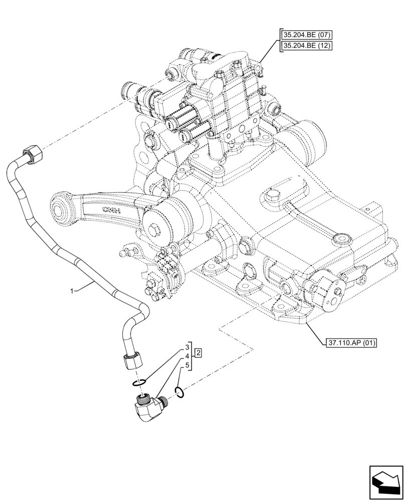 Схема запчастей Case IH FARMALL 105C - (35.204.BJ[02]) - VAR - 743569 - REMOTE CONTROL VALVE, LINE, MECHANICAL (35) - HYDRAULIC SYSTEMS
