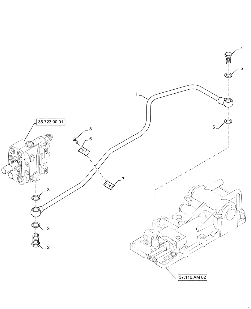 Схема запчастей Case IH FARMALL 40C - (35.100.AH[02]) - HYDRAULIC LINES, SUCTION, FARMALL 40C, 50C (35) - HYDRAULIC SYSTEMS