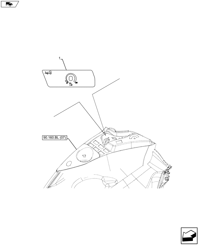 Схема запчастей Case IH MAXXUM 120 - (90.108.AA[08]) - VAR - 743699, 743700 - HYDRAULIC LIFT, DECALS (90) - PLATFORM, CAB, BODYWORK AND DECALS