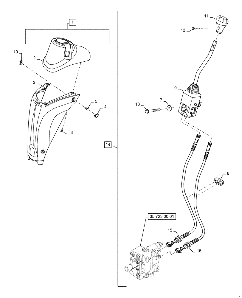 Схема запчастей Case IH FARMALL 50C - (35.724.AE[01]) - FRONT LOADER JOYSTICK CONTROL KIT, FARMALL 30C, 35C, 40C, 50C (35) - HYDRAULIC SYSTEMS