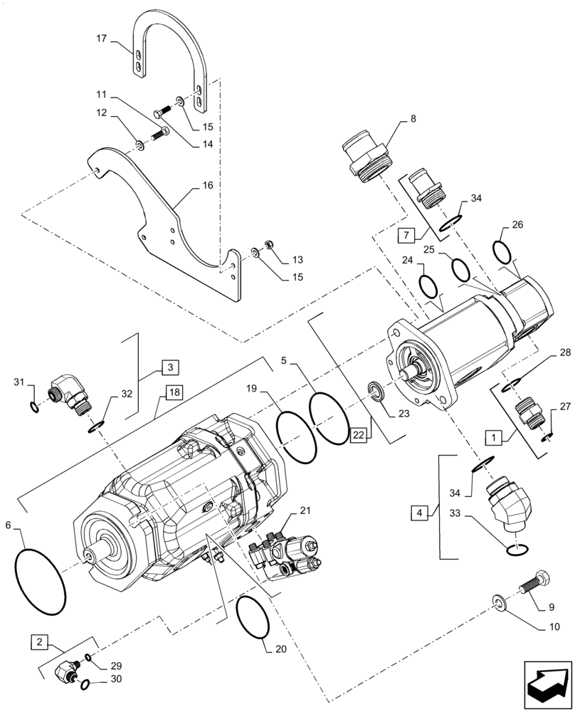 Схема запчастей Case IH QUADTRAC 540 - (35.600.AI[01]) - HIGH FLOW HYDRAULIC PUMP (BSN ZGF309204) (35) - HYDRAULIC SYSTEMS