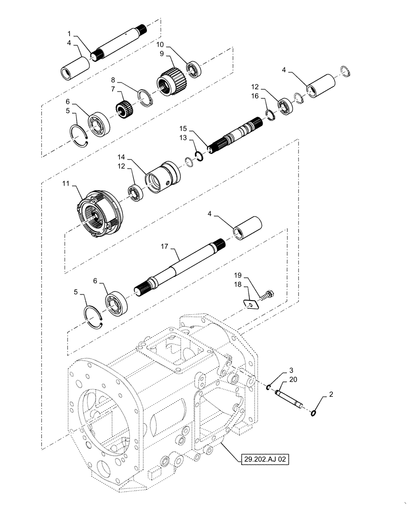 Схема запчастей Case IH FARMALL 40C - (31.110.00[04]) - PTO SHAFT, HST, FARMALL 40C, 50C (31) - IMPLEMENT POWER TAKE OFF
