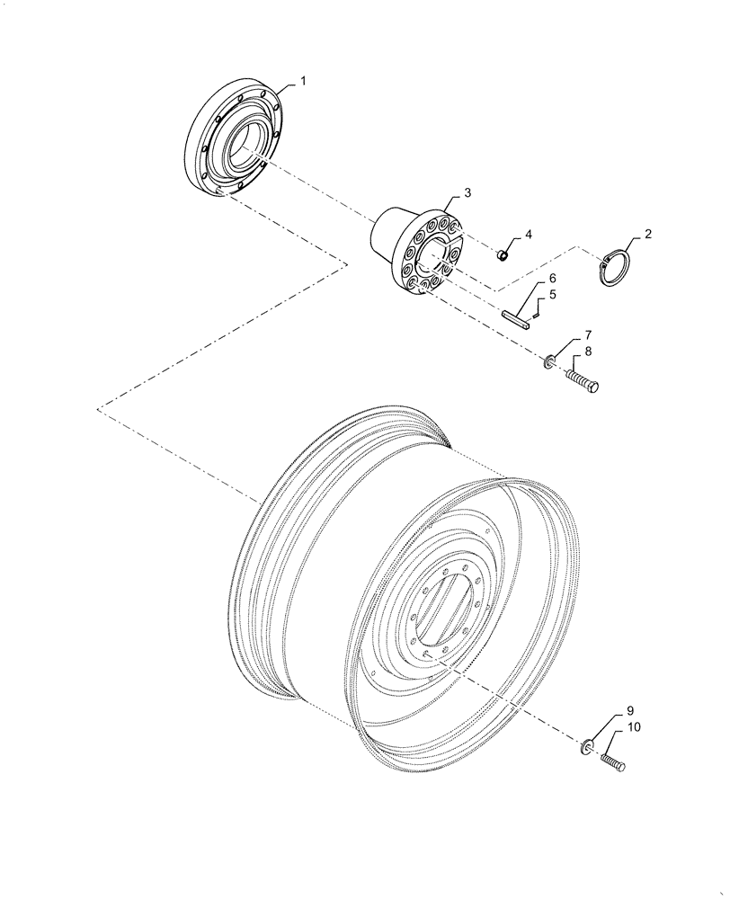 Схема запчастей Case IH MAGNUM 220 - (44.520.AB[02]) - REAR, WHEEL, HUB, ASSY, 10X335 4" AXLE (44) - WHEELS