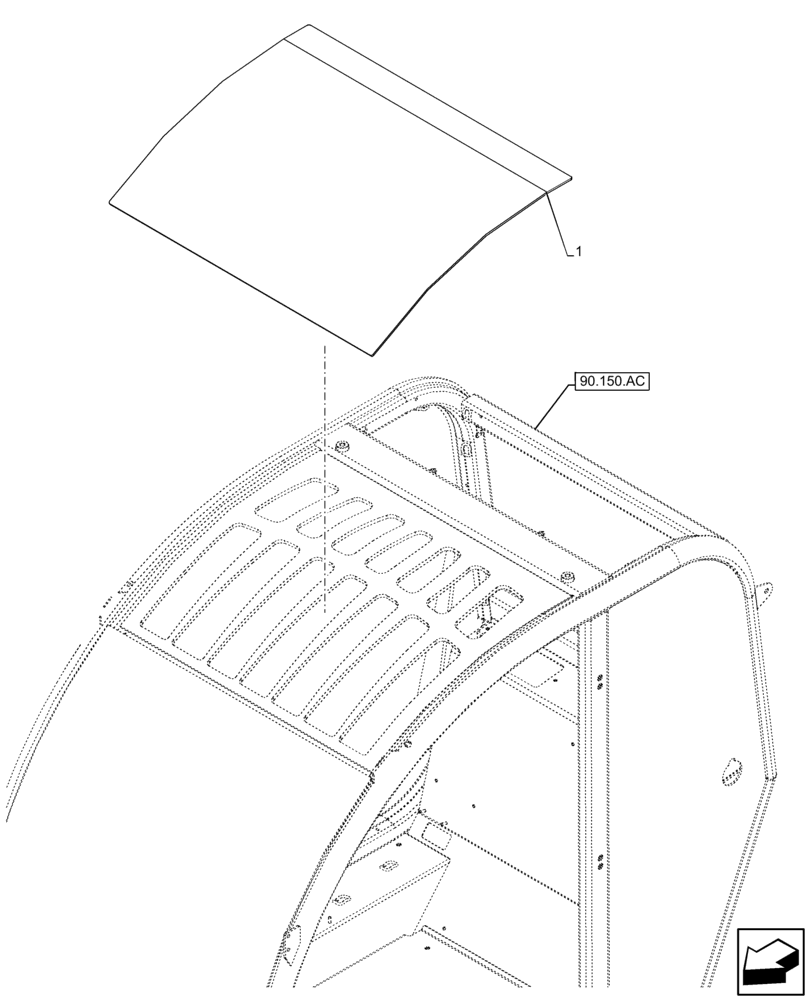 Схема запчастей Case IH FARMLIFT 632 - (90.156.AO) - CAB GLASS, ROOF (90) - PLATFORM, CAB, BODYWORK AND DECALS