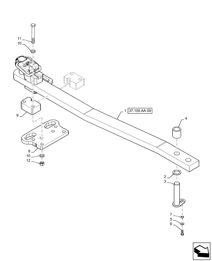 Схема запчастей Case IH STEIGER 420 - (37.100.AA[08]) - OFFSET DRAWBAR, W/ 3 POINT HITCH (37) - HITCHES, DRAWBARS & IMPLEMENT COUPLINGS