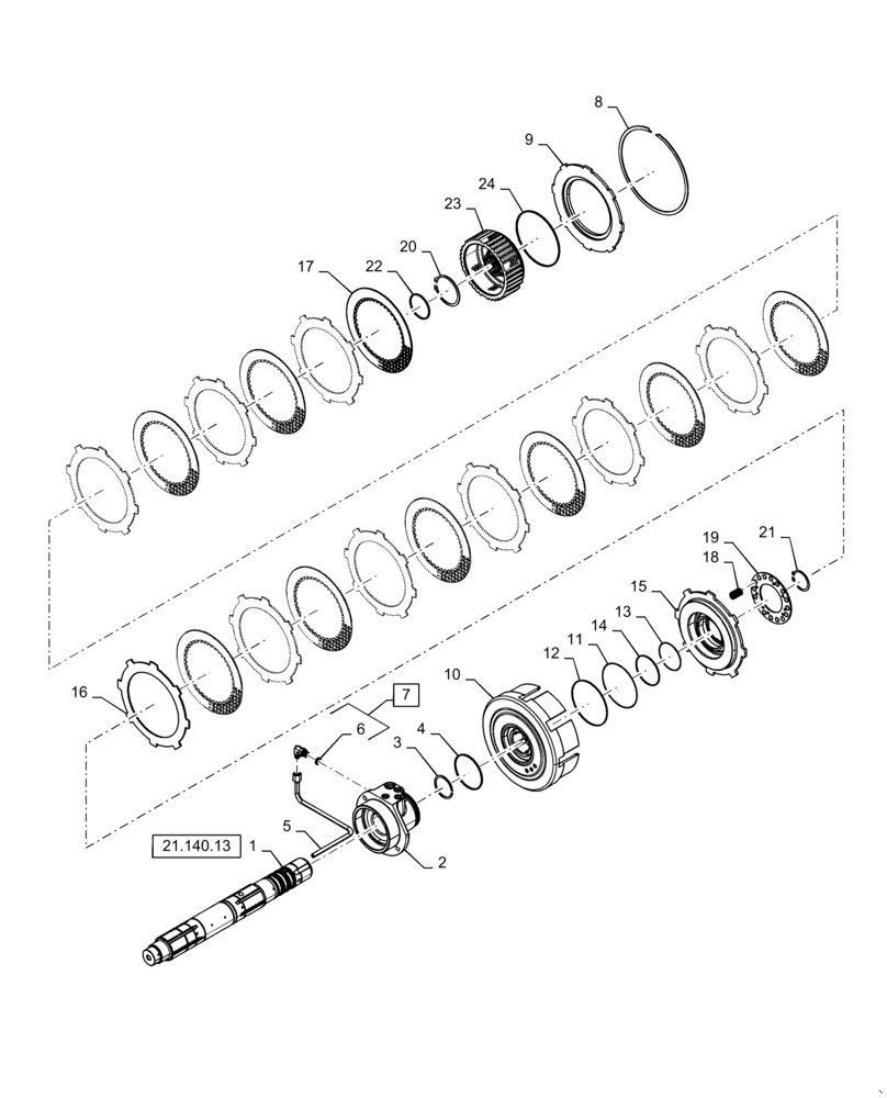 Схема запчастей Case IH MAGNUM 310 - (21.155.AI[01]) - VAR - 429330, 429331, 429332, 429333 - POWERSHIFT - RANGE TRANSMISSION, MASTER CLUTCH (21) - TRANSMISSION