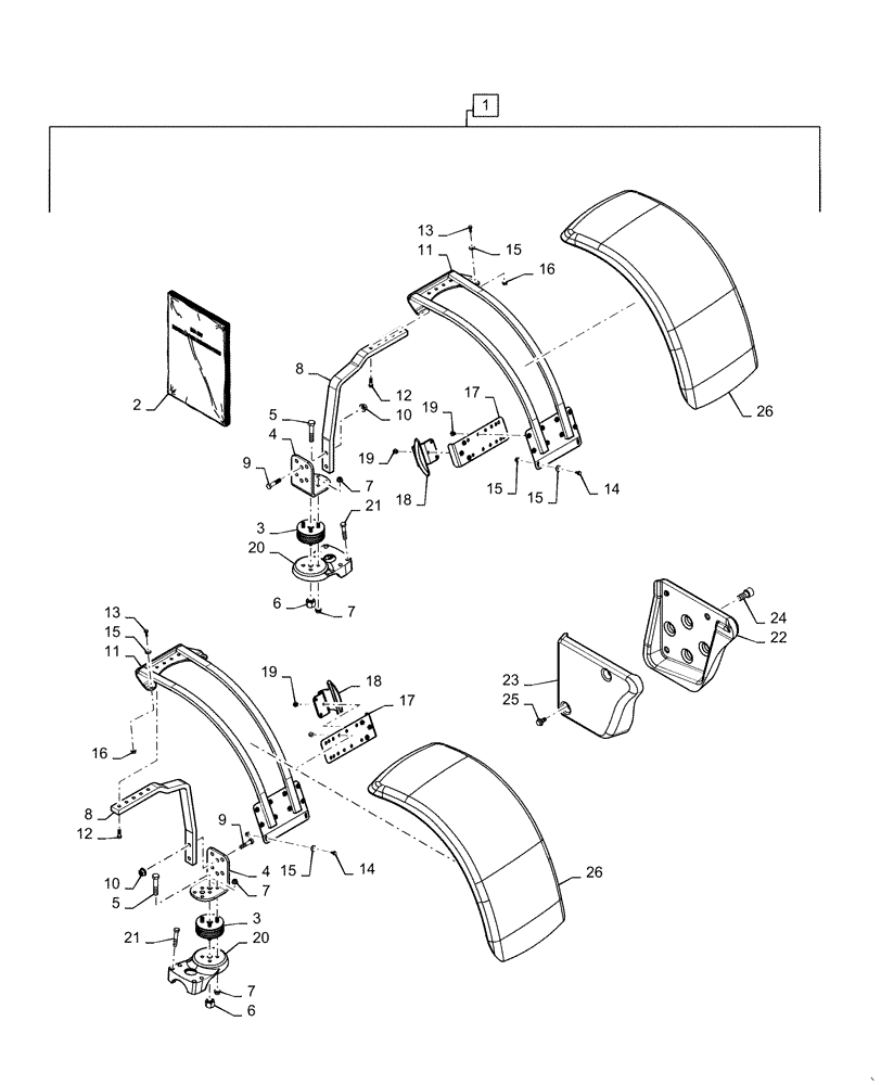 Схема запчастей Case IH MAGNUM 220 - (88.100.90[11]) - DIA KIT, TRACTOR, FENDERS, WIDE - CL 4 (88) - ACCESSORIES