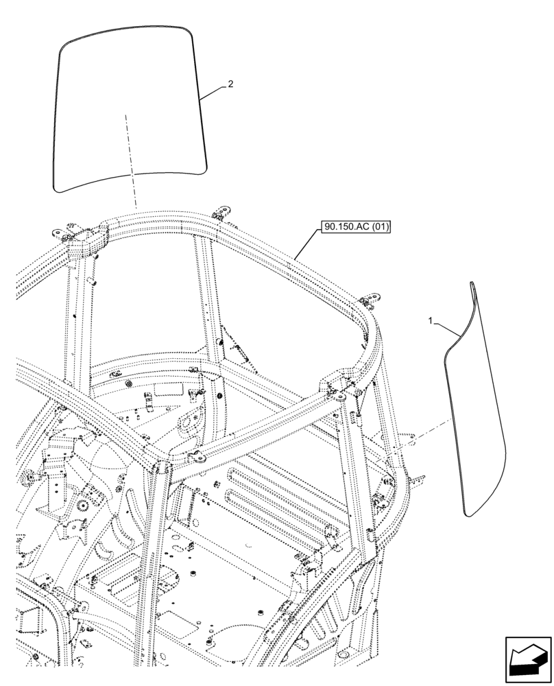 Схема запчастей Case IH FARMALL 85C - (90.156.AI[01]) - VAR - 391606, 743496 - GLASS, REAR, RIGHT SIDE, LEFT SIDE, CAB (90) - PLATFORM, CAB, BODYWORK AND DECALS