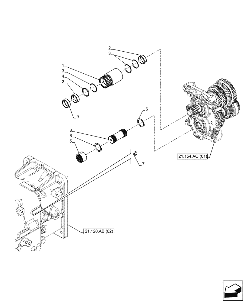 Схема запчастей Case IH FARMALL 105C - (21.154.AO[04]) - VAR - 330276 - TRANSMISSION, REDUCTION, UNIT, CONTROL (POWERSHUTTLE - 12X12) (21) - TRANSMISSION