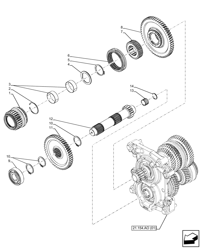 Схема запчастей Case IH FARMALL 105C - (21.154.AO[05]) - VAR - 744576 - TRANSMISSION, REDUCTION, UNIT, CONTROL (12X12 CREEPER) (21) - TRANSMISSION