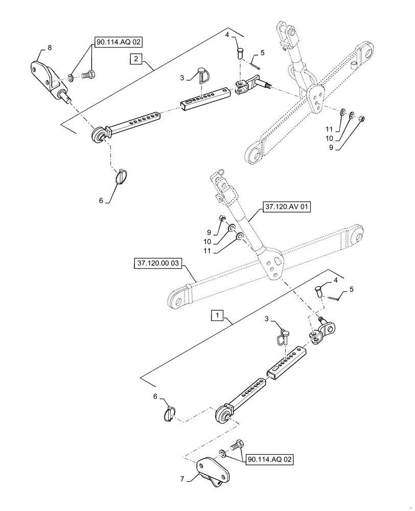 Схема запчастей Case IH FARMALL 50C - (37.120.AF[02]) - STABILIZER, FARMALL 40C, 50C (37) - HITCHES, DRAWBARS & IMPLEMENT COUPLINGS