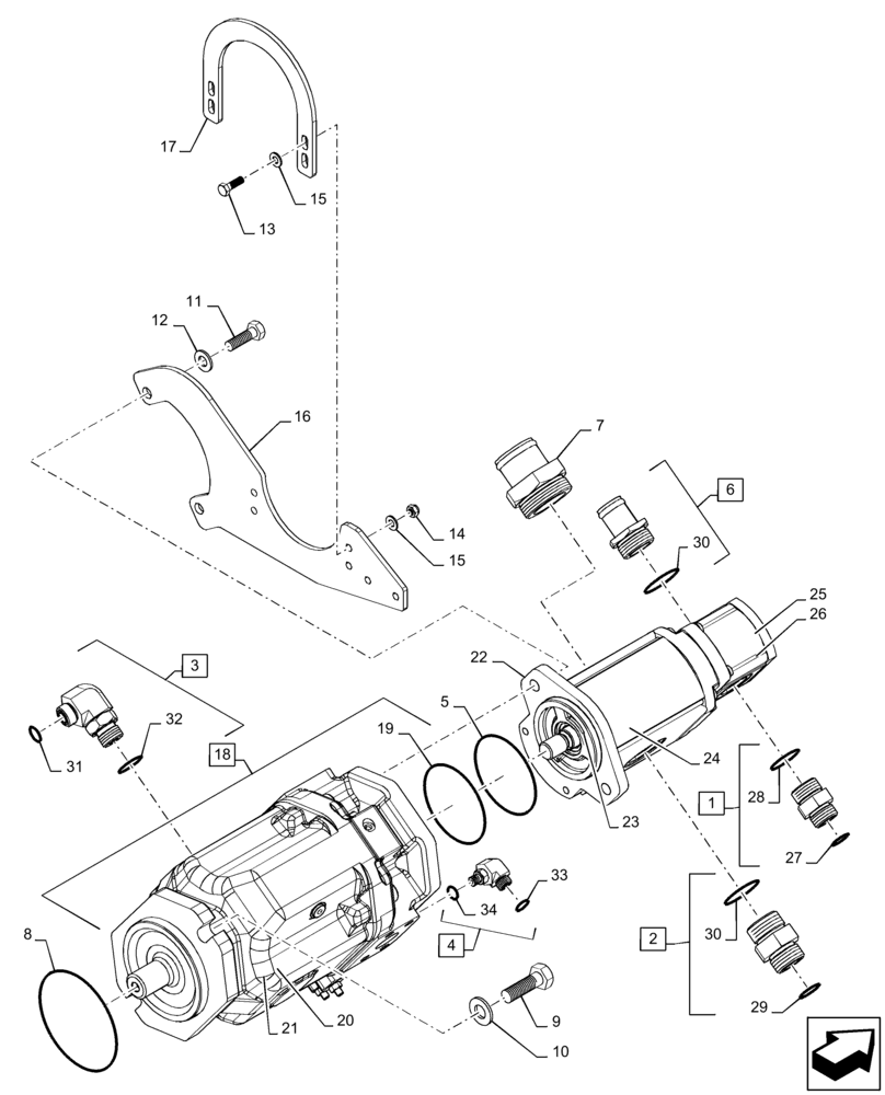 Схема запчастей Case IH QUADTRAC 540 - (35.106.AD[01]) - STANDARD HYDRAULIC PUMP, QUADTRAC 450, 470, 500 HD, 540 HD (35) - HYDRAULIC SYSTEMS