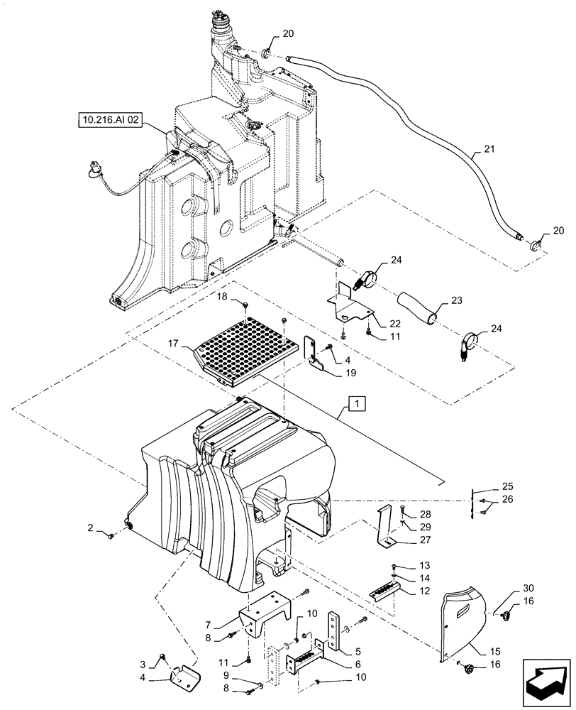 Схема запчастей Case IH MAGNUM 200 - (10.216.AI[01]) - FUEL TANK & ASSOCIATED PARTS (10) - ENGINE